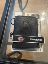 Dickies Black Wallet With Chain Slimfold Genuine Leather 
