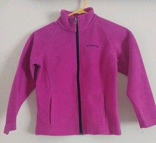 Columbia Girls Pink Fleece Zip Jacket Size S 7/8 Long Sleeve Pockets