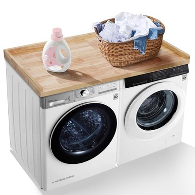 MURAGO WASHER DRYER COUNTER TOP NATURAL WOOD 54  x 27.5'' WT02BW-N01 - BLACK