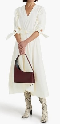 3.1 Phillip Lim Belted Cottonblend Ottoman Midi Shirt Dress In Ivory 10 $698 EUC