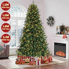 4/5/6/7 Ft Christmas Tree w/LED Lights Artificial Tree Pine Bushy Holiday Decor