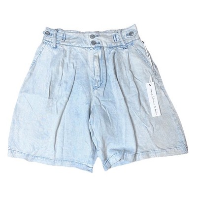 Young Fabulous Broke YFB Bermuda Mom Pleaded Shorts Light Blue Jean NWT Small
