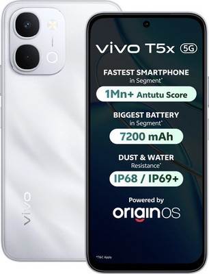 vivo T5x 5G (Silver, 128 GB 8GB RAM) Dimensity 7400-Turbo 6.76'' Global Version