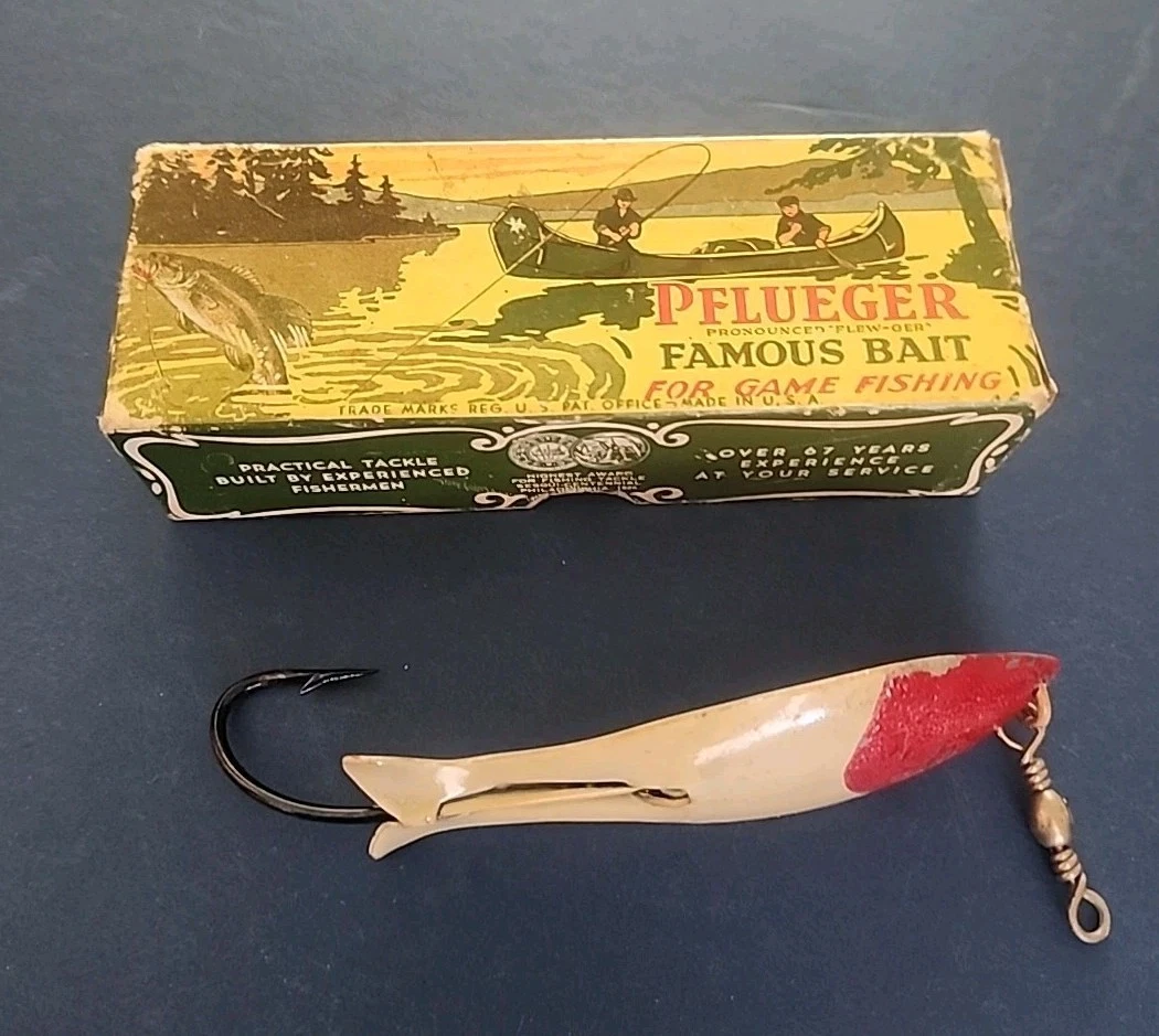 Leurre De Pêche Vintage Pflueger – Spinner Tandem Queue Plume – Fabriqué Aux États-Unis