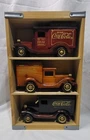 Vtg Collectible Coca-Cola Wooden Crate With 3 Classic Wooden Trucks