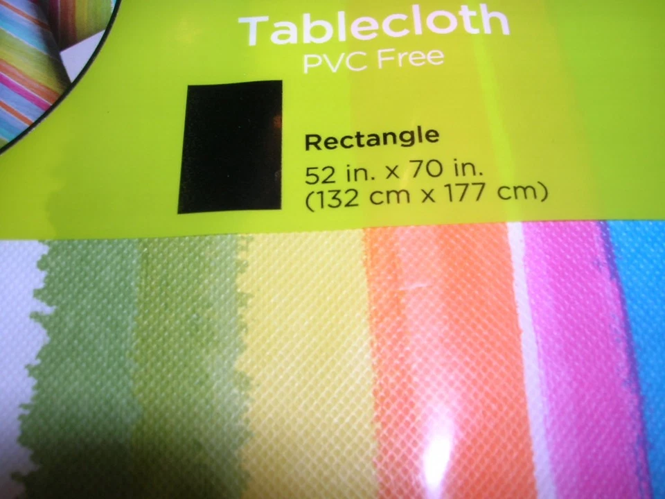 Tablecloth PVC 52x70in Multicolor Stripe Decor Picnic Party Outdoor - Image 4 of 4