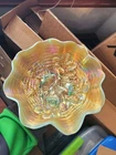 Pretty Aqua Opalescent Northwood Carnival Glass Rose Show Pattern Bowl COLOR!!