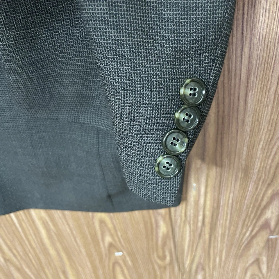 Jeffrey Banks Blazer Jacket Mens 48L Green Solid 100% Wool Three Buttons - Image 3 of 4