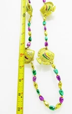 Lot of 12 Fishes Mardi Gras Beads Forum Novelties 55316 Green, Purple, Gold