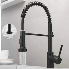 Kitchen Sink Mixer Tap Matt Black Pull Out Spray Monobloc Single Lever