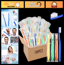 100 Pcs Disposable Toothbrushes Soft Bristle Individually Wrapped Travel Set