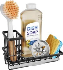 Sink Caddy Sponge Holder - Kitchen Sink Organizer with High Brush Holder for Cou