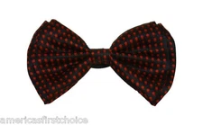 BLACK WITH SMALL RED POLKA DOTS ADJUSTABLE BOW TIE-NEW!BLACK RED POLKA DOT