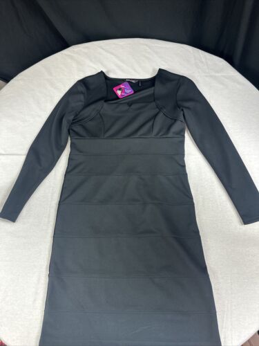 Shapesational Dress SZ Large Black Long Sleeve Knee Length Ultimate Shaping NWT