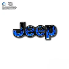 Jeep Emblem Overlay Decals - Blue Flames