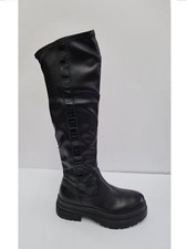 Bikkembergs Stivali Alti Ragazza in Pelle e Materiale Elastico - 999 (Nero)