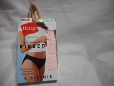 Hanes Premium Women 4 Pack Breathable Ribbed Tagless Pink Bikinis M,L,XL