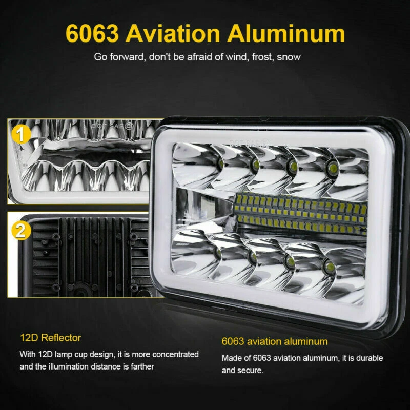 4 шт светодиодных фар дальнего света 4x6 дюймов для Western Star 4900 Semi 81-02 - Изображение 4 из 4