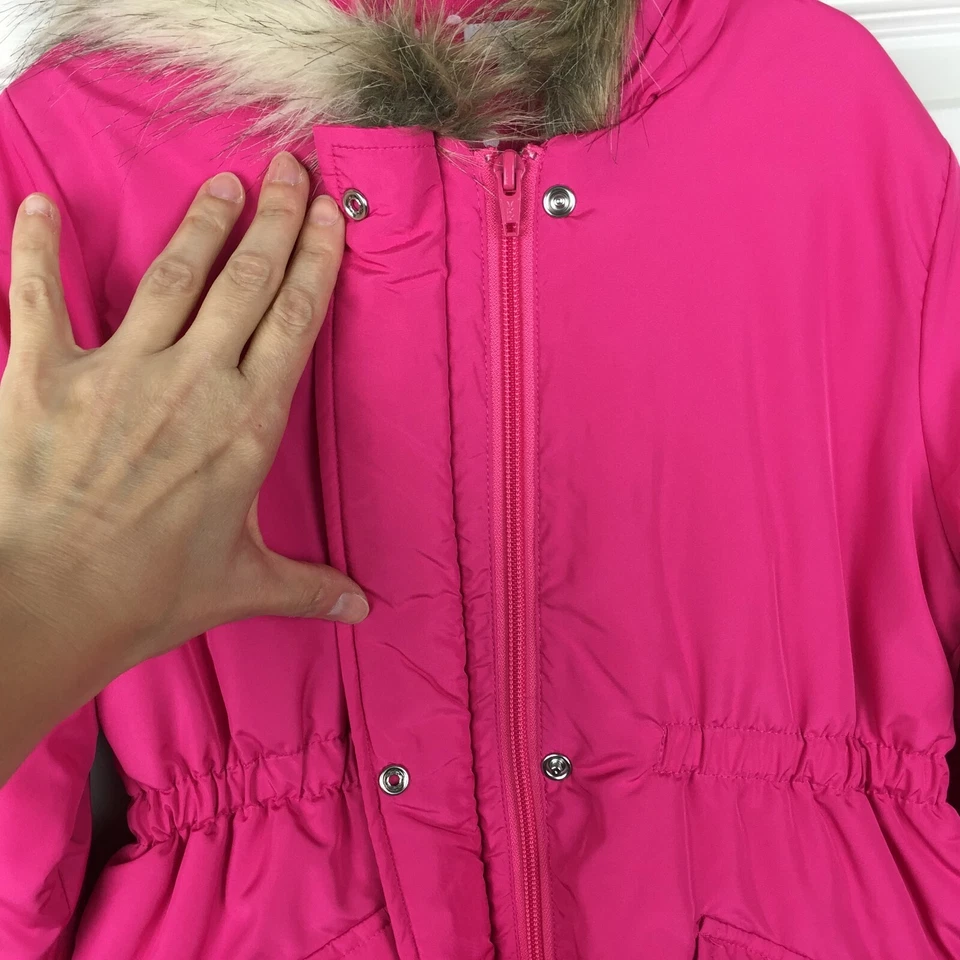 Le Top Bublegum Pink Winter Jacket Coat Fur Trim Oversized Hood - Girls 6X -NEW! Foto 3 de 4