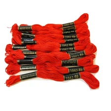 12 Skeins NEW Vintage American Thread Co STAR SIX STRAND 9 yd #1042 Red