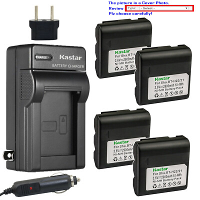 Kastar Battery Travel Charger for Sharp VL-E62DU VL-E65DU VL-E66 VL-E66H VL-E66S