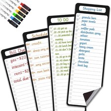 Magnetic Dry Erase List Board - 4"x12" Multifunctional for Fridge...