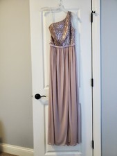 Davids Bridal 1 Shoulder  Strap Mauve Sequence Dress Form Gown Sz 2.  NWT