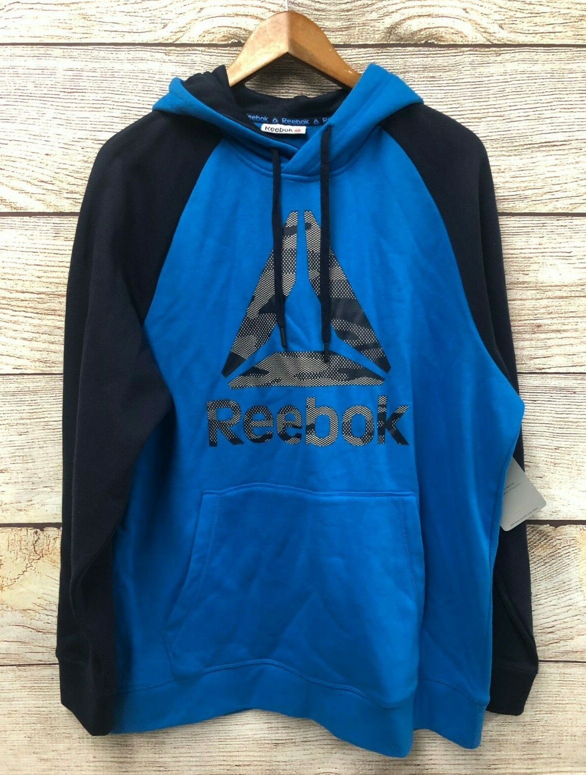 Reebok Hoodie Sweatshirt Mens Size XL Electric Blue Lemonade Mesh Camo PO New