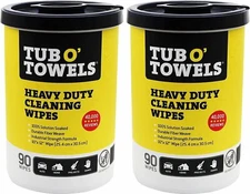 Tub O' Towels TW90 Heavy Duty 10" x 12" Multi-Surface Cleaning Wipes 90 Ct 2 Pk