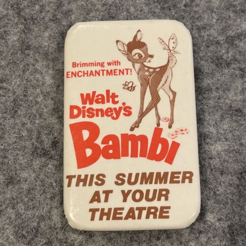 Bambi Disney 1975 Theater Summer Release Butterfly Enchantment Button Lapel Pin - Afbeelding 1 van 13