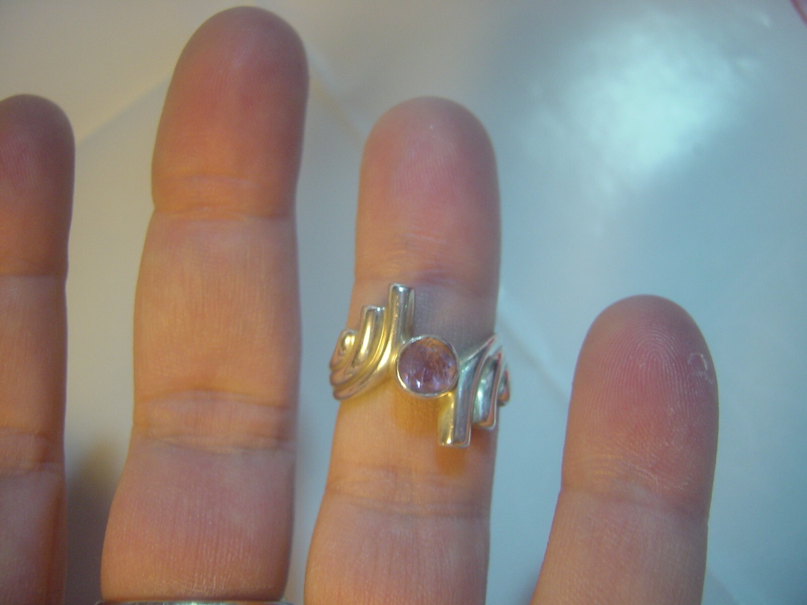 Solid Silver Vintage Ring-genuine amethyst unusua… - image 4