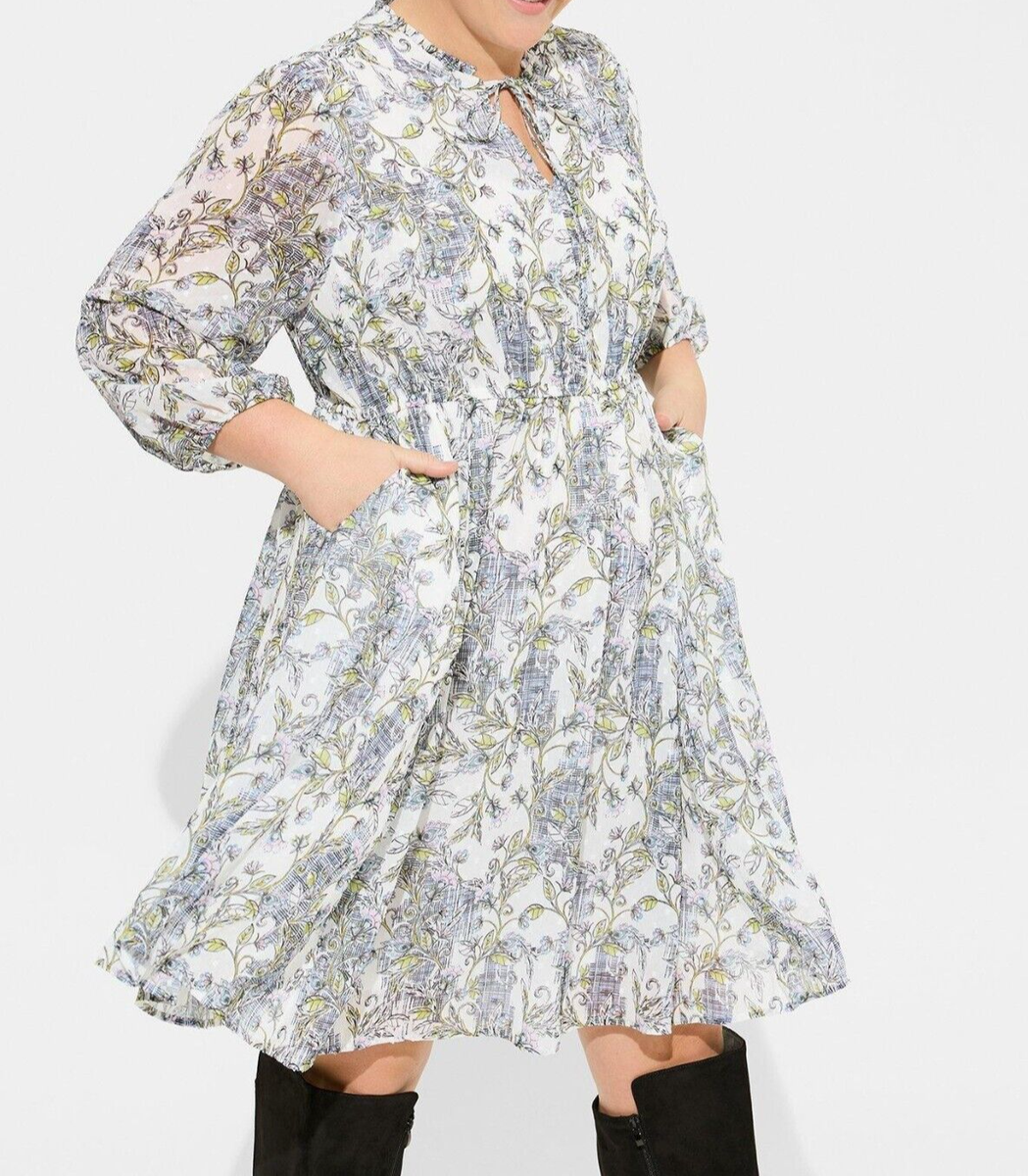 knee length dresses for ladies Rose Floral Print Clip Dot Long Sleeve Mini Dress  The Market Place