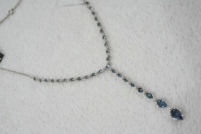 Givenchy Silver-Tone Pave Blue Stone Y-Necklace In Rhodium RV$88