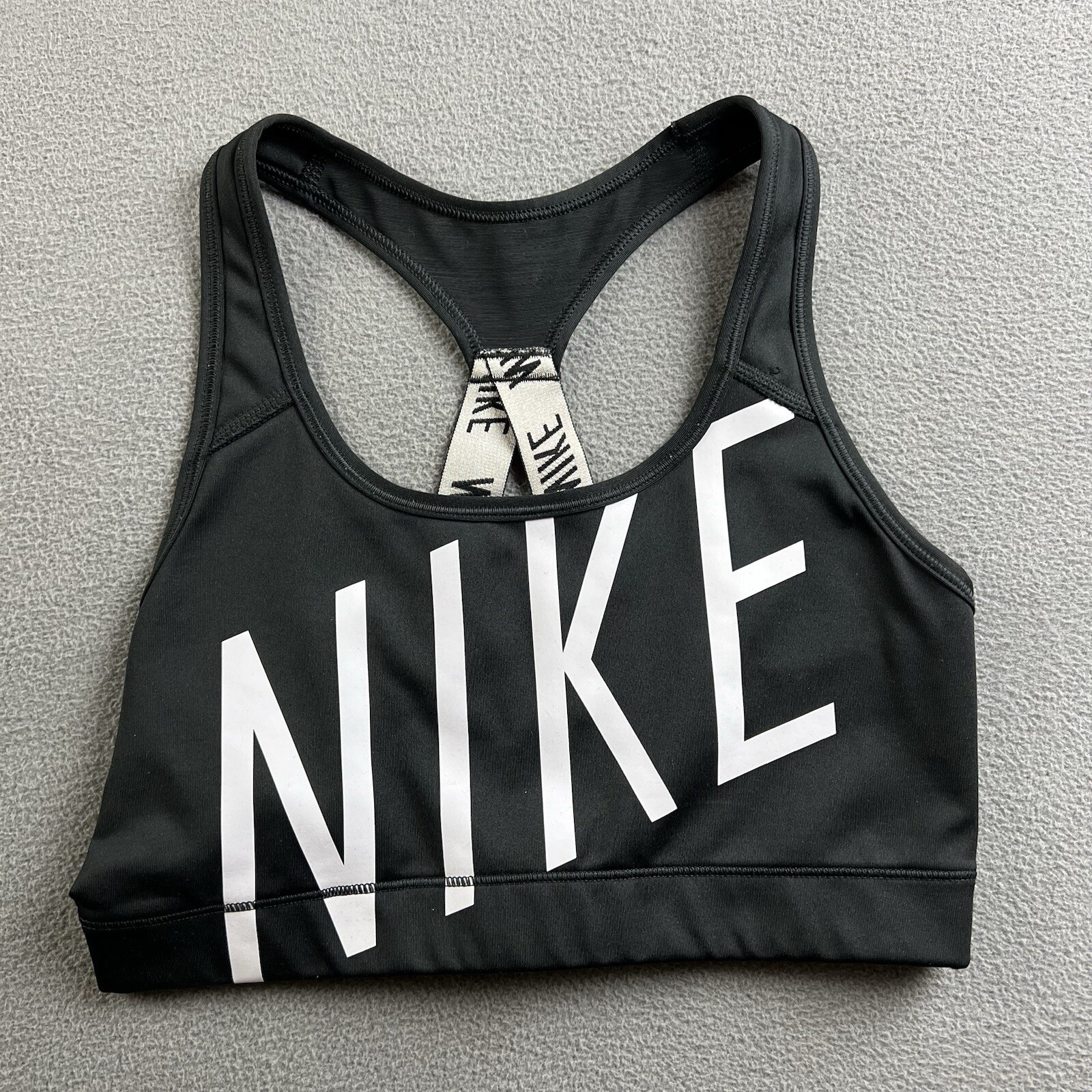 Nike Sports Bra Medium Black Running Athletic Center Swoosh Gym Yoga Dri Fit-image