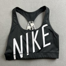 Nike Sports Bra Medium Black Running Athletic Center Swoosh Gym Yoga Dri Fit