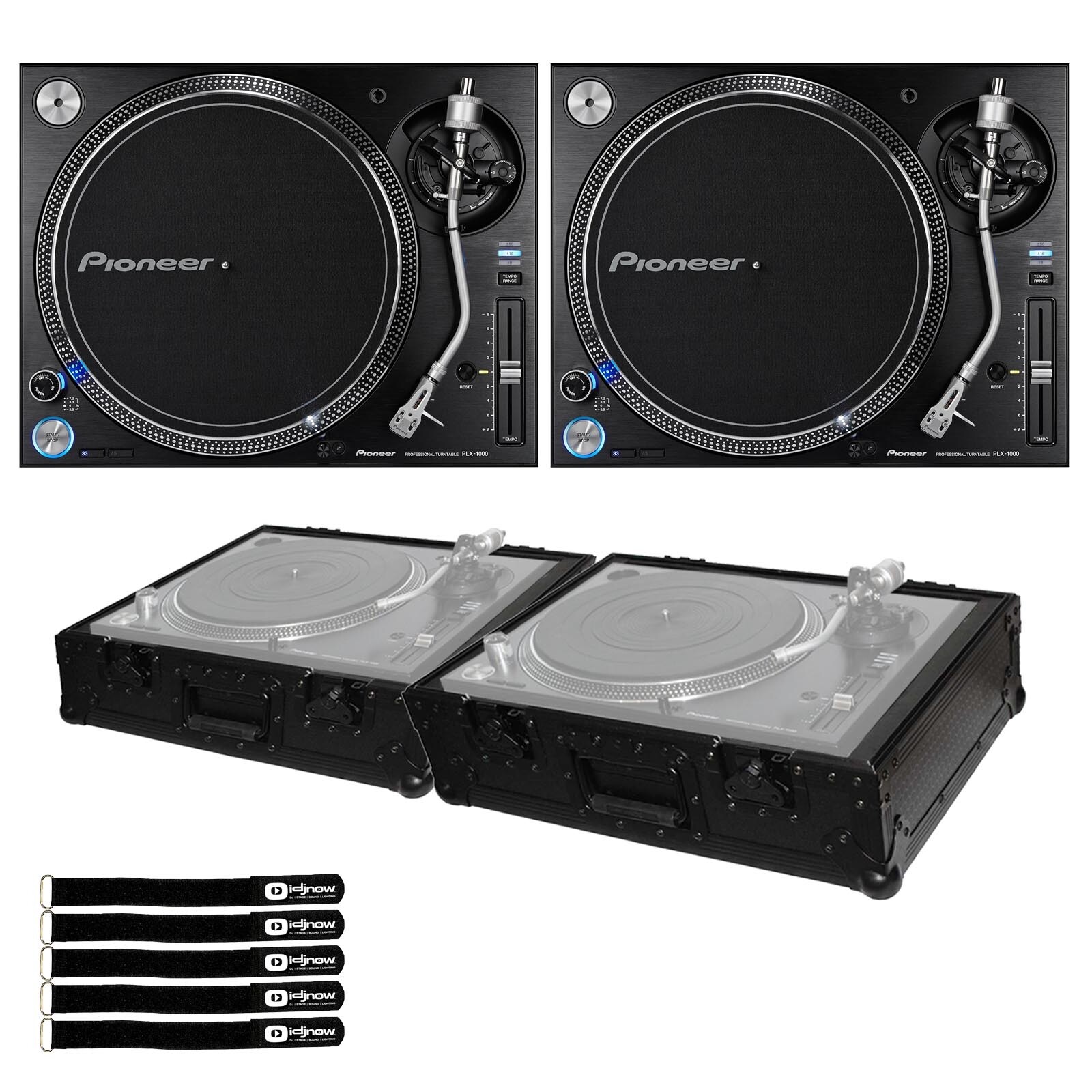Профессиональные проигрыватели виниловых пластинок Pioneer DJ PLX-1000 с прямым приводом в паре с черными чехлами 259890₽