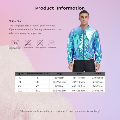 Men Jacket Adult Coat Glitter Outerwear Party Costume Vintage Cardigan Metallic - Picture 15 of 59