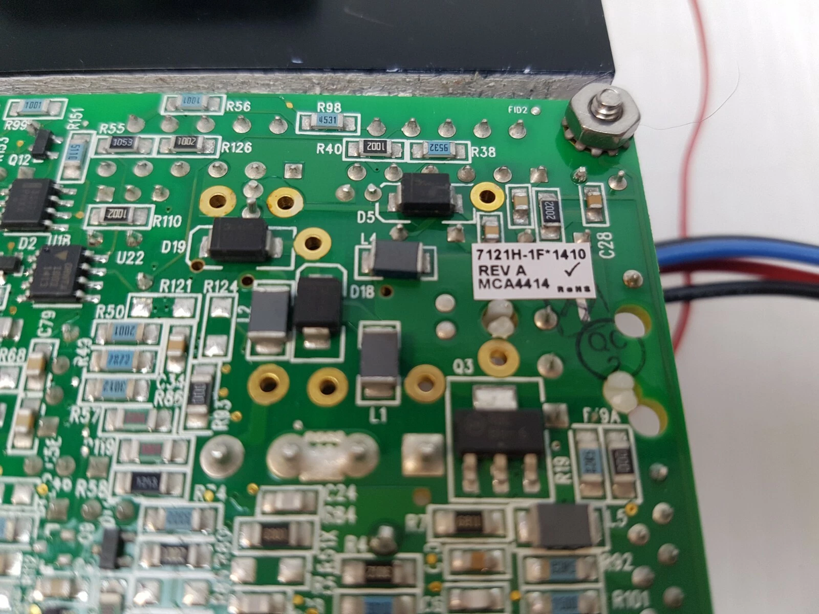 7121H-1F*1410 Rev A label on the solder side of the board