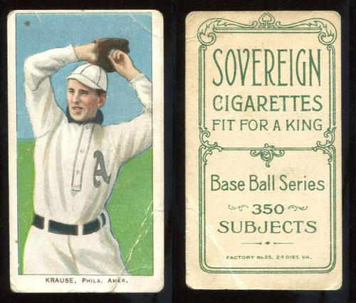 T206 Harry Krause pitching ~~ FR condition ~~ Sovereign 350 back