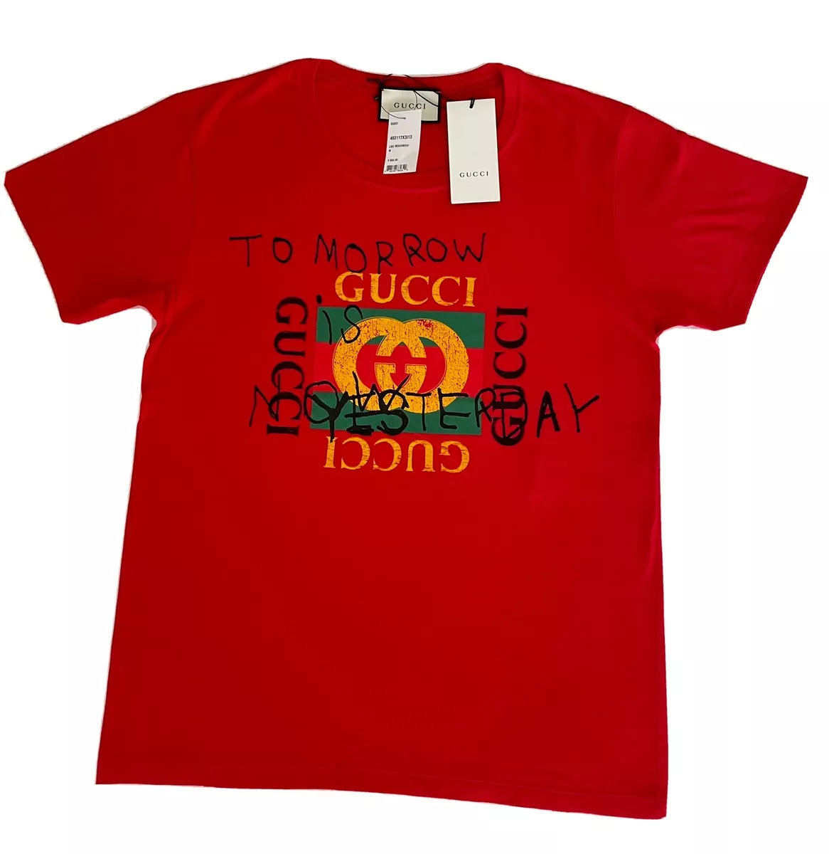 Gucci Logo Washed Print T - Shirt - White . Medium Oversize Flower -  Authentic