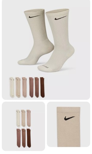 Nike Socks Multi Color Brown Khaki sx6897-904 Beige Tan Neutral CrÃ¨me 6 Pack L | eBay
