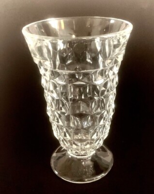  FOSTORIA CLEAR GLASS AMERICANA CUBE  6 ice tea footed goblets RARE!
