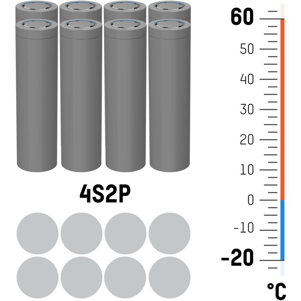 Thumbnail - Ansmann 4s2p Akkupack 8x 18650 Kabel Li-ion 14.4 V 5200 Mah