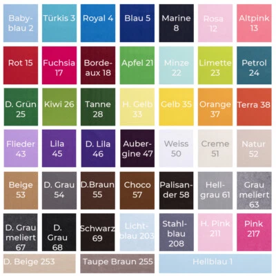 STOFFTREFF SANTI Filz Bastelfilz 3 mm Dick / 90 cm Breit - 25 cm-Taschenfilz Meterware 45 Farben