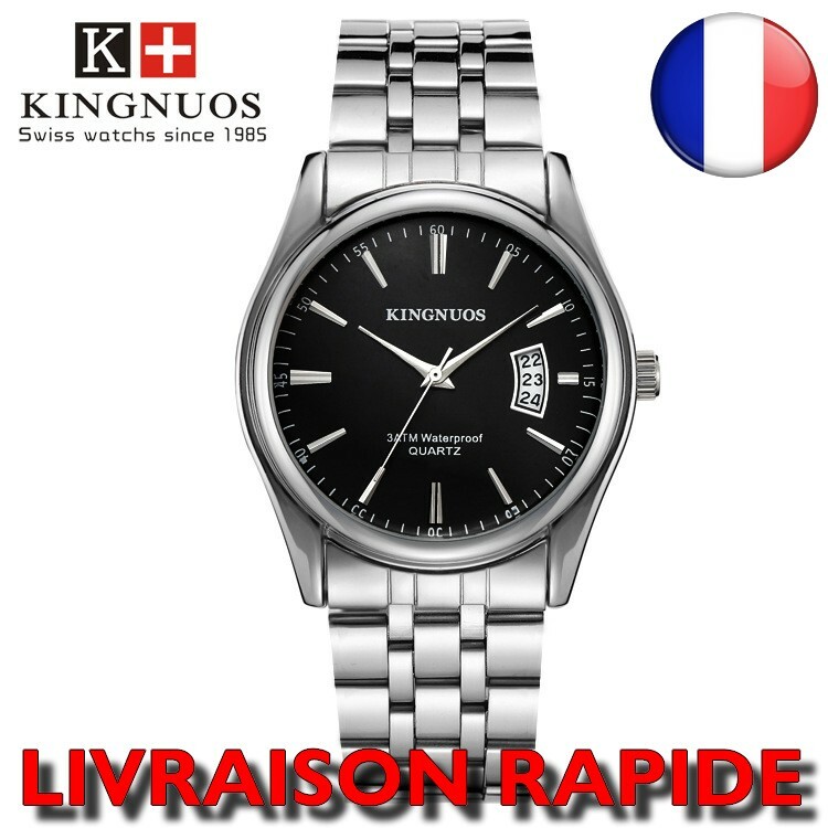Montre sport homme KINGNUOS étanche 30m en acier inoxydable durable