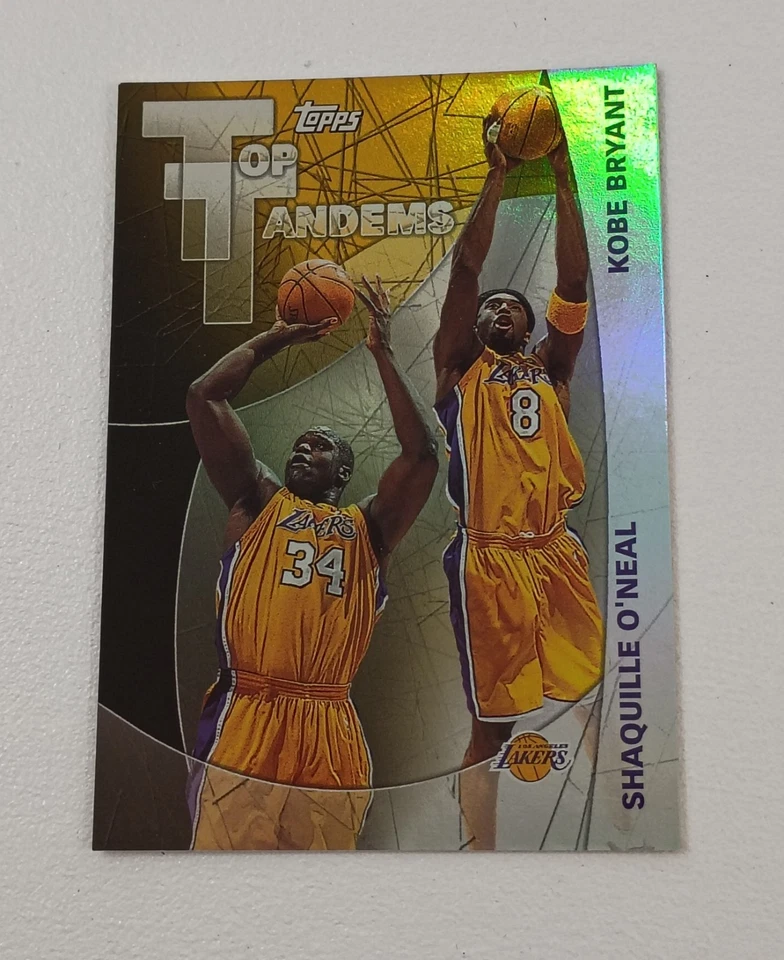 KOBE BRYANT  & SHAQ BASKETBALL CARD TOPPS GOLD REFRACTOR HOLO LAKERS  #8 - Image 2 of 4