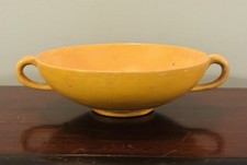 Vtg Art Pottery Handled Soup Bowl Yellow Paul Revere Saturday Evening Girls SEG