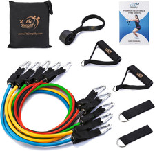 Resistance Tube Bands 12PCS Set with Instruction Booklet - Great For Any Workout