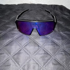 Oakley Sutro Shield Sunglasses Black Plastic Frame Purple Tinted Lens Wrap UV400