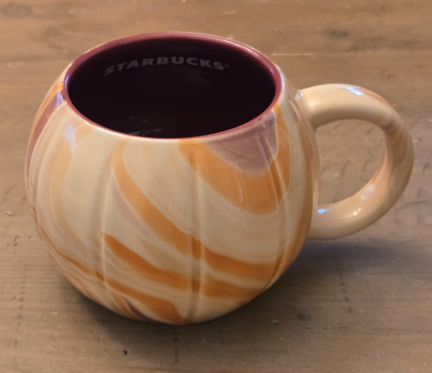 Starbucks New 2025 Fall Halloween Orange Cream Marbled Pumpkin Ceramic Mug Rare